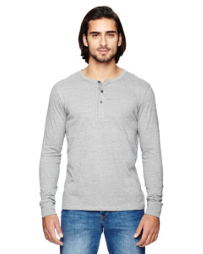 Sample of Alternative 01947E Men's Eco Mock Twist Long-Sleeve Henley Shirt in ECO MCK NICKEL style