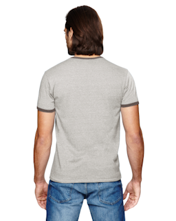 Sample of Alternative 01957E Men's Eco-Mock Twist Ringer Crew T-Shirt in ECO MCK NICKEL from side back