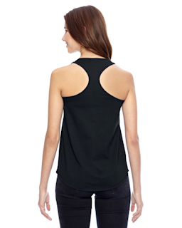 Sample of Alternative 04031C1 Ladies' Shirttail Satin Jersey Tank in BLACK from side back