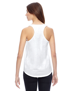 Sample of Alternative 04031C1 Ladies' Shirttail Satin Jersey Tank in WHITE from side back