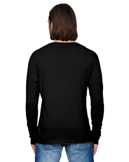Sample of Alternative 04043C1 Men's Heritage Garment-Dyed Long-Sleeve T-Shirt in BLACK from side back