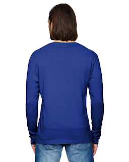 Sample of Alternative 04043C1 Men's Heritage Garment-Dyed Long-Sleeve T-Shirt in PACIFIC BLUE from side back