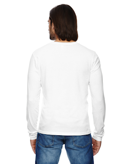Sample of Alternative 04043C1 Men's Heritage Garment-Dyed Long-Sleeve T-Shirt in WHITE from side back