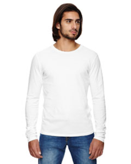 Sample of Alternative 04043C1 Men's Heritage Garment-Dyed Long-Sleeve T-Shirt in WHITE from side front