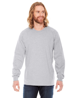 Sample of American Apparel 2007 Unisex Fine Jersey USA Made Long-Sleeve T-Shirt in HEATHER GREY from side front