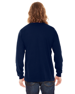 Sample of American Apparel 2007 Unisex Fine Jersey USA Made Long-Sleeve T-Shirt in NAVY from side back