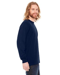 Sample of American Apparel 2007 Unisex Fine Jersey USA Made Long-Sleeve T-Shirt in NAVY from side sleeveleft
