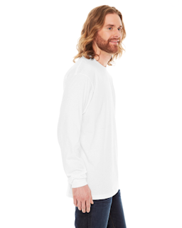 Sample of American Apparel 2007 Unisex Fine Jersey USA Made Long-Sleeve T-Shirt in WHITE from side sleeveleft