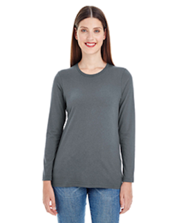 Sample of American Apparel 23337 Ladies' Fine Jersey Long-Sleeve Classic T-Shirt in ASPHALT from side front