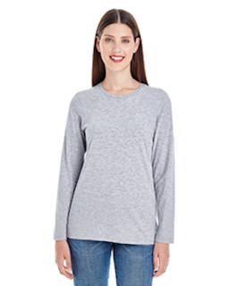 Sample of American Apparel 23337 Ladies' Fine Jersey Long-Sleeve Classic T-Shirt in HEATHER GREY from side front