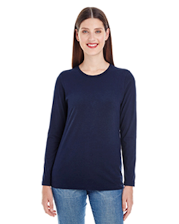 Sample of American Apparel 23337 Ladies' Fine Jersey Long-Sleeve Classic T-Shirt in NAVY from side front