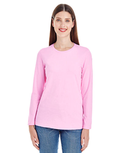 Sample of American Apparel 23337 Ladies' Fine Jersey Long-Sleeve Classic T-Shirt in PINK style
