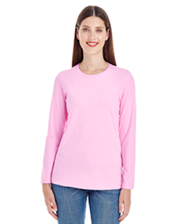 Sample of American Apparel 23337 Ladies' Fine Jersey Long-Sleeve Classic T-Shirt in PINK from side front