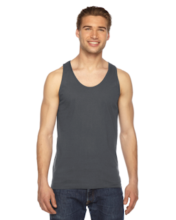 Sample of American Apparel 2408 Unisex Fine Jersey USA Made Tank in ASPHALT from side front