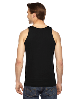Sample of American Apparel 2408 Unisex Fine Jersey USA Made Tank in BLACK from side back