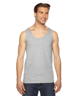 Sample of American Apparel 2408 Unisex Fine Jersey USA Made Tank in HEATHER GREY from side front
