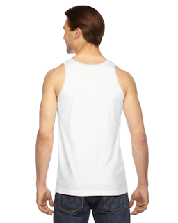 Sample of American Apparel 2408 Unisex Fine Jersey USA Made Tank in WHITE from side back