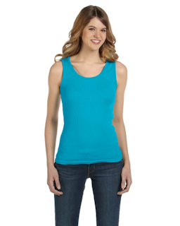Sample of Anvil 2415 Ladies' 1x1 Baby Rib Tank in CARIBBEAN BLUE from side front