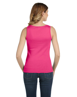 Sample of Anvil 2415 Ladies' 1x1 Baby Rib Tank in HOT PINK from side back