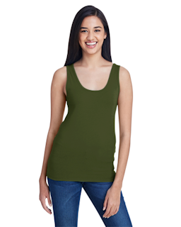 Sample of Anvil 2420L Ladies' Stretch Tank in CITY GREEN from side front