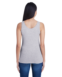 Sample of Anvil 2420L Ladies' Stretch Tank in HEATHER GREY from side back