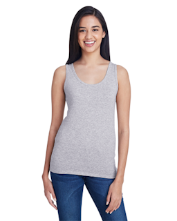 Sample of Anvil 2420L Ladies' Stretch Tank in HEATHER GREY from side front