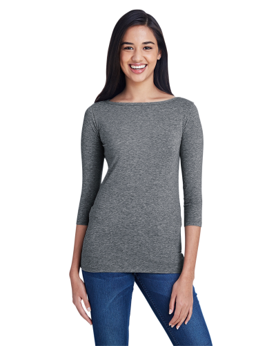 Sample of Anvil 2455L Ladies' Stretch 3/4 Sleeve T-Shirt in HEATHER GRAPHITE style