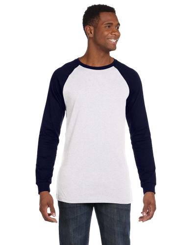 Sample of Canvas 3000C - Men's Jersey Long-Sleeve Baseball T-Shirt in WHITE NAVY style