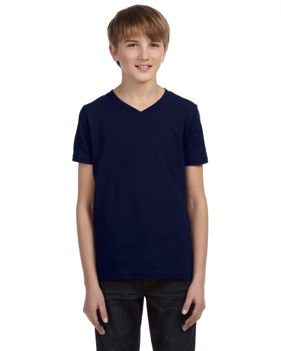 Sample of Canvas 3005Y - Youth Jersey Short-Sleeve V-Neck T-Shirt in NAVY style