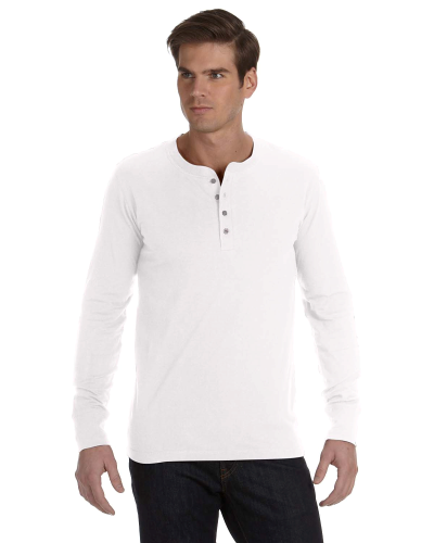 Sample of Canvas 3150 - Men's Jersey Long-Sleeve Henley in WHITE style