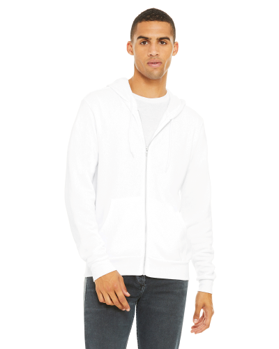Sample of Unisex Poly-Cotton Sponge Fleece Full-Zip Hooded Sweatshirt in WHITE style