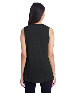 Sample of Anvil 37PVL Ladies' Freedom Sleeveless T-Shirt in BLACK from side back