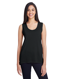 Sample of Anvil 37PVL Ladies' Freedom Sleeveless T-Shirt in BLACK from side front