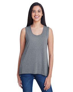 Sample of Anvil 37PVL Ladies' Freedom Sleeveless T-Shirt in HEATHER GRAPHITE from side front