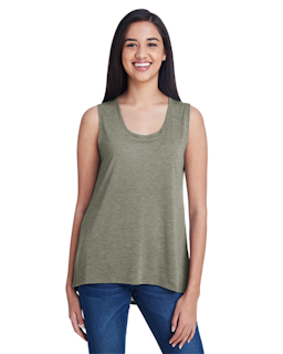Sample of Anvil 37PVL Ladies' Freedom Sleeveless T-Shirt in HTHR CITY GREEN from side front