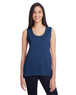 Sample of Anvil 37PVL Ladies' Freedom Sleeveless T-Shirt in NAVY from side front