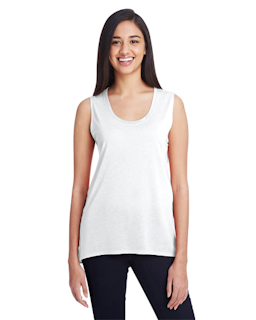 Sample of Anvil 37PVL Ladies' Freedom Sleeveless T-Shirt in WHITE from side front