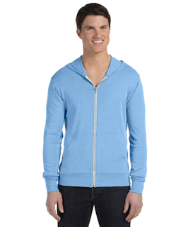 Sample of Canvas 3939 - Unisex Triblend Full-Zip Lightweight Hoodie in BLUE TRIBLEND from side front