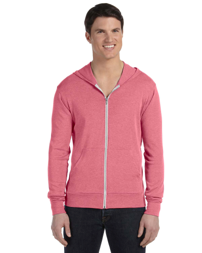 Sample of Canvas 3939 - Unisex Triblend Full-Zip Lightweight Hoodie in RED TRIBLEND style