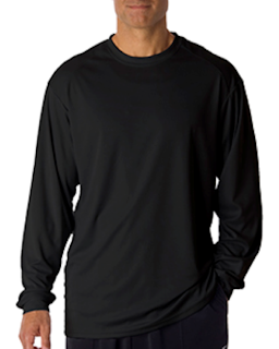 Sample of Badger 4104 - Adult B-Core Long-Sleeve Performance T-Shirt in BLACK from side front