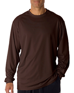 Sample of Badger 4104 - Adult B-Core Long-Sleeve Performance T-Shirt in BROWN from side front