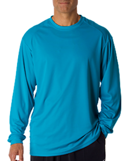 Sample of Badger 4104 - Adult B-Core Long-Sleeve Performance T-Shirt in ELECTRIC BLUE from side front