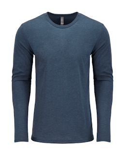 Sample of Next Level 6071 - Men's Triblend Long-Sleeve Crew in INDIGO from side front