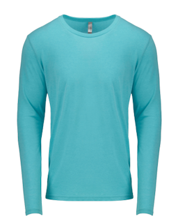 Sample of Next Level 6071 - Men's Triblend Long-Sleeve Crew in TAHITI BLUE from side front