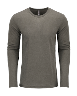 Sample of Next Level 6071 - Men's Triblend Long-Sleeve Crew in VENETIAN GRAY from side front