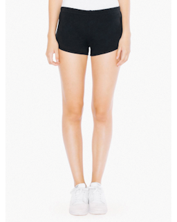Sample of American Apparel 7301W Ladies' Interlock Running Shorts in BLACK from side front