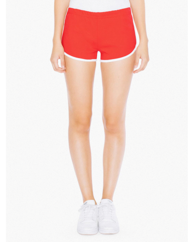 Sample of American Apparel 7301W Ladies' Interlock Running Shorts in RED WHITE style