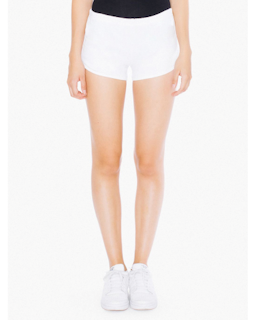 Sample of American Apparel 7301W Ladies' Interlock Running Shorts in WHITE from side front