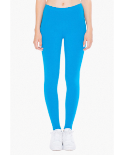 Sample of American Apparel 8328W Ladies' Cotton Spandex Jersey Leggings in TEAL from side front