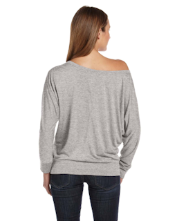 Sample of Bella 8850 - Ladies' Flowy Long-Sleeve Off Shoulder T-Shirt in ATHLETIC HEATHER from side back